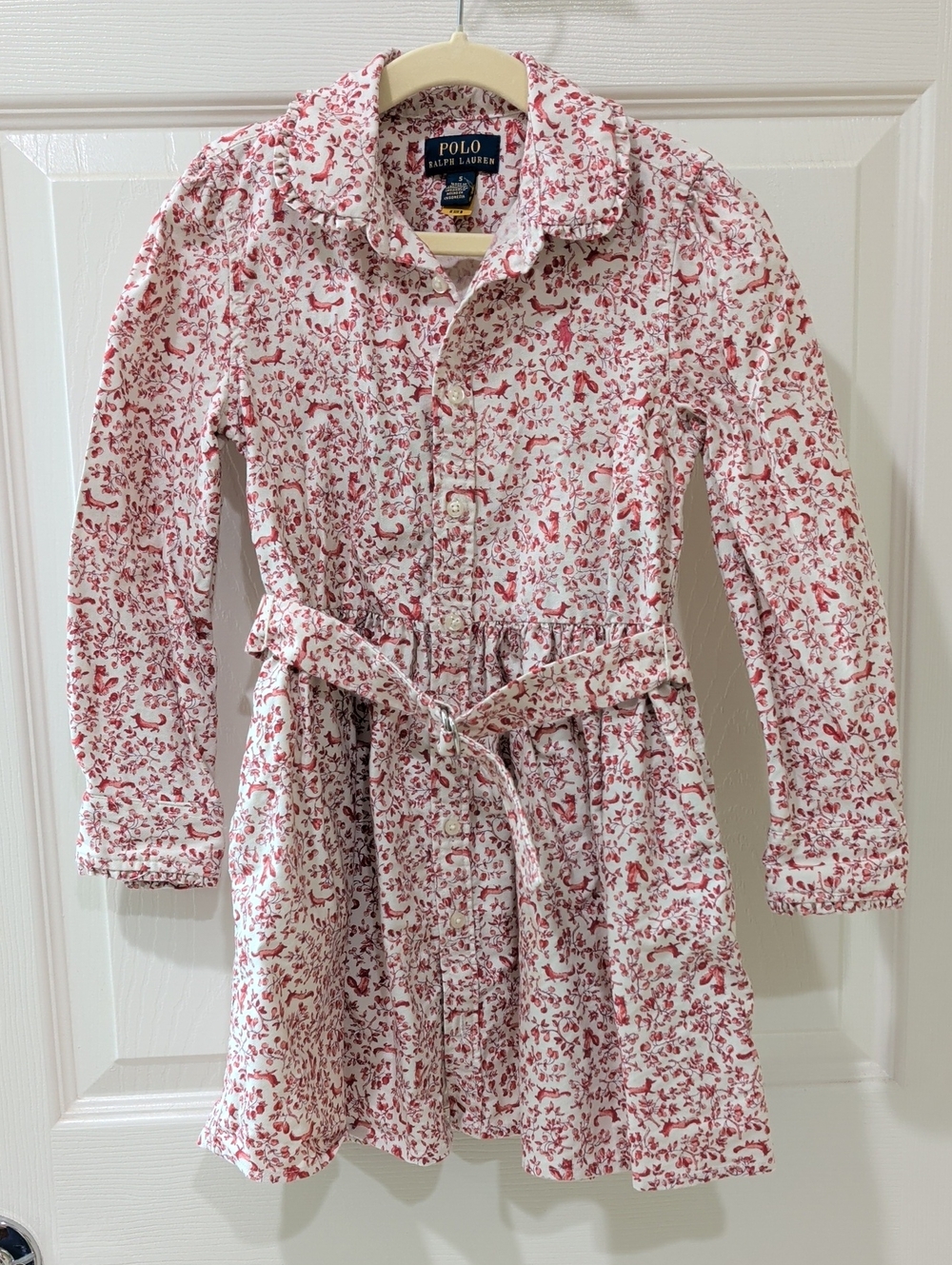 Polo by Ralph Lauren Girls' White Dress with Red Floral Print